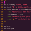 screenshot of source code in an editor, a bash script for setting up the .ssh directory and generating a key; installing homebrew, and installing git via homebrew
