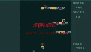 Screenshot of the game, the game over screen with a big "splat"